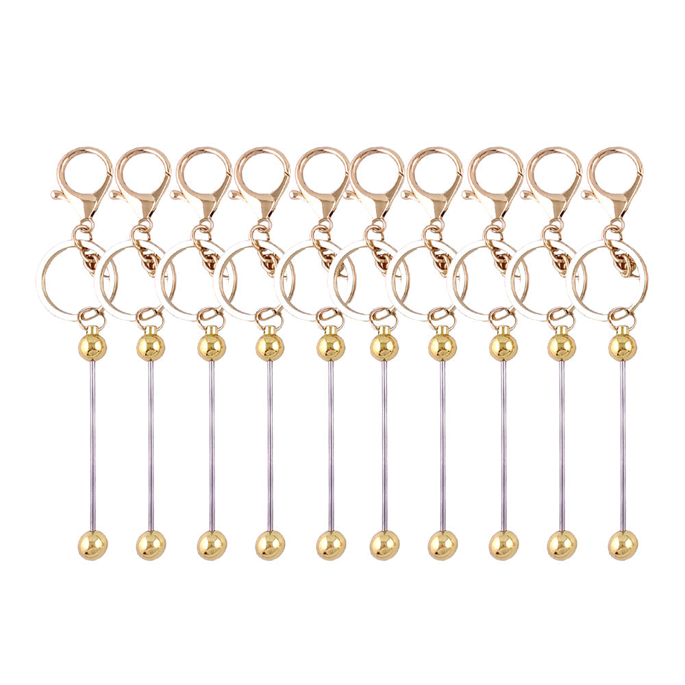 Wholesale Beadable Bar 10pcs Colorful DIY Metal Keychains